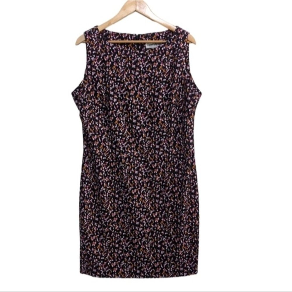 Danny & Nicole Polka Dot Sheath Dress Sleeveless Pink orange size 16